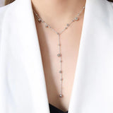Bohemian Small Ball Pendant Tassel Chain Girls Stainless Steel Necklace