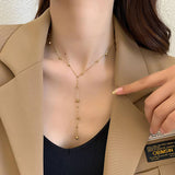 Bohemian Small Ball Pendant Tassel Chain Girls Stainless Steel Necklace