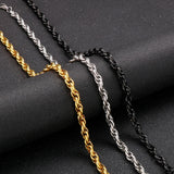 Men's Stainless Steel Twisted Link Chain Hip Hop Choker Necklace