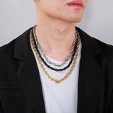 Men's Stainless Steel Twisted Link Chain Hip Hop Choker Necklace