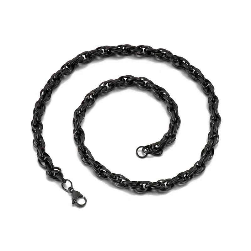 Men's Stainless Steel Twisted Link Chain Hip Hop Choker Necklace