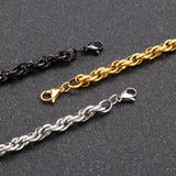 Men's Stainless Steel Twisted Link Chain Hip Hop Choker Necklace