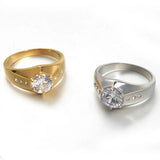 Stainless Steel Rings Zircon Mosaic Wedding Engagement Jewelry