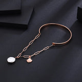 Stainless Steel Rose Scallop Beads Chain Bracelet Women Party Bijoux
