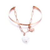 Stainless Steel Rose Scallop Beads Chain Bracelet Women Party Bijoux