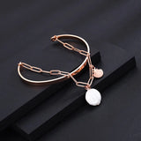 Stainless Steel Rose Scallop Beads Chain Bracelet Women Party Bijoux