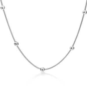 Stainless Steel Ball Chain Necklace Women Beaded Collar Choker Jewelry