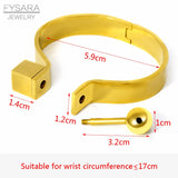 Stainless Steel Shackle Lover Bangle Men Jewelry Silver Punk Rock Cuff