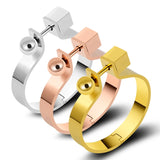 Stainless Steel Shackle Screw Bangle Silver Men Jewelry