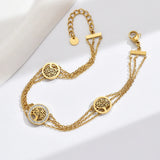 Stainless Steel Life Tree Charm Bracelet for Women - Multi-Layer Bangle Jewelry