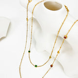 Small Square Charms Necklace Colorful CZ Choker Necklace
