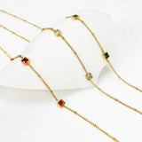 Small Square Charms Necklace Colorful CZ Choker Necklace