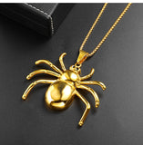 Spider Pendant Necklace Stainless Steel Chain Punk Jewelry
