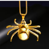 Spider Pendant Necklace Stainless Steel Chain Punk Jewelry