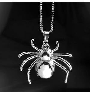 Spider Pendant Necklace Stainless Steel Chain Punk Jewelry