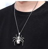Spider Pendant Necklace Stainless Steel Chain Punk Jewelry