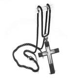 Stainless Steel Vintage Runes Christian Cross Pendant Biker Necklace