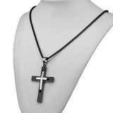 Stainless Steel Vintage Runes Christian Cross Pendant Biker Necklace