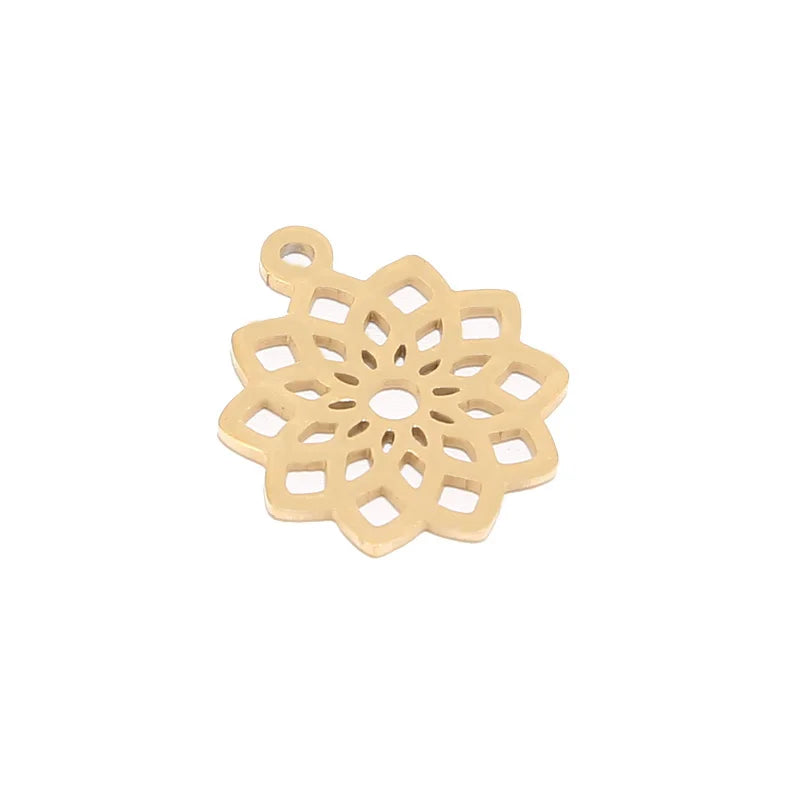 Vintage Stainless Steel Flower Charms for Necklace Making