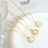 Double-Sided Geometric Pearl Pendant Necklace for Women