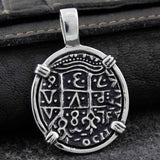 Stainless Steel Piece of Eight Coin Pendant Pirate Spanish Jewelry