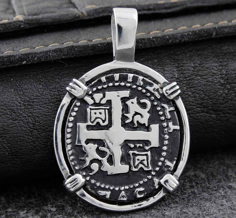 Stainless Steel Piece of Eight Coin Pendant Pirate Spanish Jewelry
