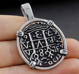 Stainless Steel Piece of Eight Coin Pendant Pirate Spanish Jewelry