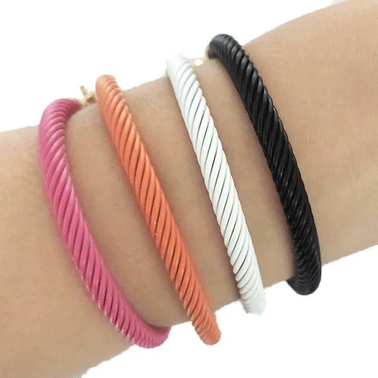 Stainless-Steel Twist Heart Pendant with Bangles for Women