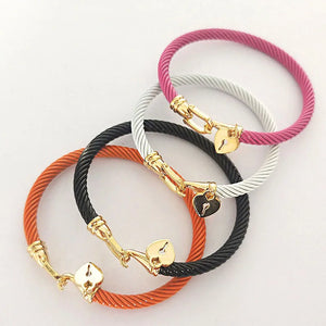 Stainless-Steel Twist Heart Pendant with Bangles for Women
