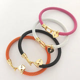 Stainless-Steel Twist Heart Pendant with Bangles for Women