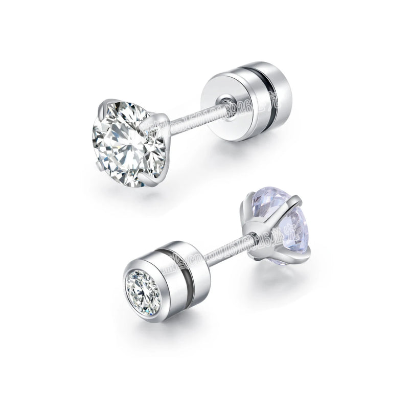 Double Crystal Zircon Ear Studs Earrings Piercings