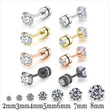 Double Crystal Zircon Ear Studs Earrings Piercings