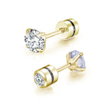 Double Crystal Zircon Ear Studs Earrings Piercings