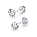 Double Crystal Zircon Ear Studs Earrings Piercings