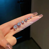 Double Crystal Zircon Ear Studs Earrings Piercings