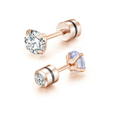 Double Crystal Zircon Ear Studs Earrings Piercings