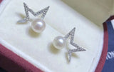 Star 925 Silver Earrings Findings for Pearls Coral Jade Stones