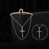Luxury Star Cross Tie Clip Men's Tassel Chain Business Wedding Accessories