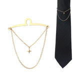 Luxury Star Cross Tie Clip Men's Tassel Chain Business Wedding Accessories