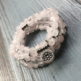 Star Cut Rose Quartz Wrap Around Bracelet and Necklace