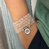 Star Cut Rose Quartz Wrap Around Bracelet and Necklace