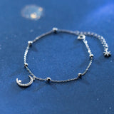 Star Moon Tassel 925 Silver Anklet Gypsophila Bracelet