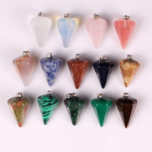 Crystal Gem Beads Pendant Pink Quartz Birthstone Women Jewelry