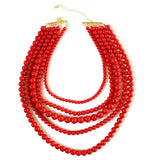 Chunky Five Layers Acrylic Marble Beads Collar Necklace for Women