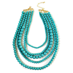 Chunky Five Layers Acrylic Marble Beads Collar Necklace for Women