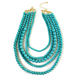 Chunky Five Layers Acrylic Marble Beads Collar Necklace for Women
