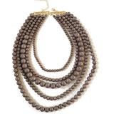 Chunky Five Layers Acrylic Marble Beads Collar Necklace for Women