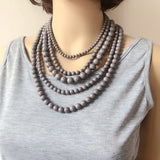 Chunky Five Layers Acrylic Marble Beads Collar Necklace for Women