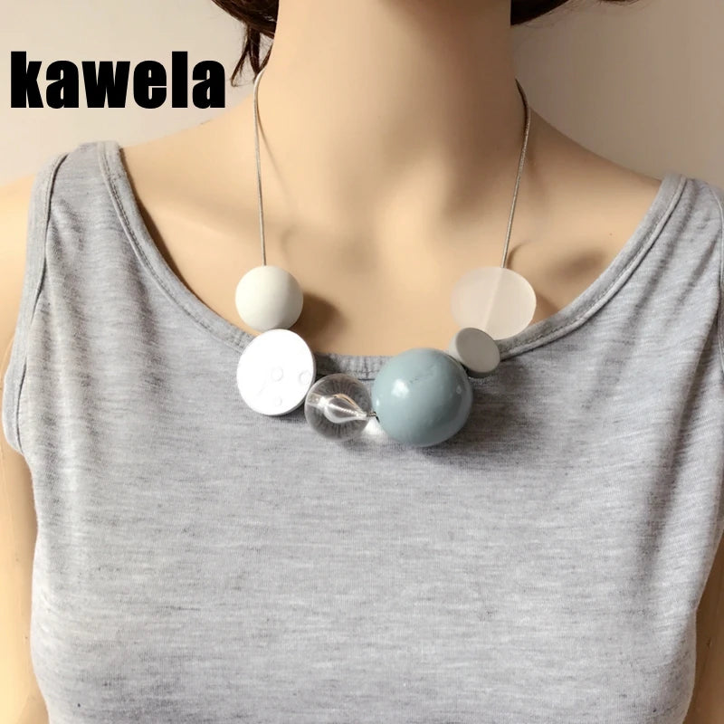 Statement Collar Wooden Ball Necklace Sweet Charm Choker