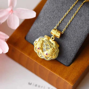 Sterling Silver Hetian Jade Pendant Necklace Pisces Ethnic Charm Lady Jewelry